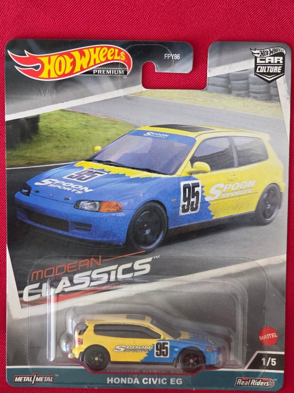 2022 HOT WHEELS, PREMIUM REAL RIDERS, HONDA CIVIC EG, #1, MINT IN THE PACKAGE!!!